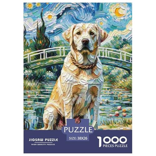 Der Labrador Retriever Puzzle 1000-teilige Schwer Puzzle Spielzeug Lernspiel Impossible Haustierhund Herausforderungsspielzeug Für Erwachsene Kinder 38x26cm/1000pcs von OWBASKPOZ