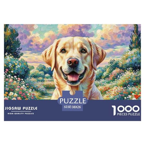 Der Labrador Retriever Puzzles 1000-teilige Schwer Puzzle Spielzeug Lernspiel Impossible Haustierhund Herausforderungsspielzeug Für Erwachsene Kinder 38x26cm/1000pcs von OWBASKPOZ