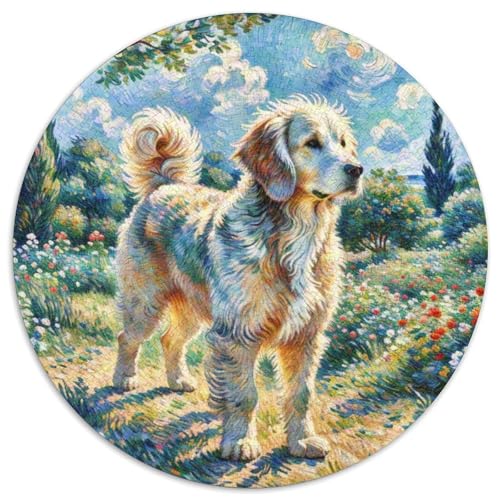 Der Labrador RetrieverRundes Puzzle Rund,Puzzles 1000 Teile Haustierhundfür Kreative Erwachsene Und KinderPuzzl Stressfreisetzung Spielzeug1000pcs (67.5x67.5cm) von OWBASKPOZ
