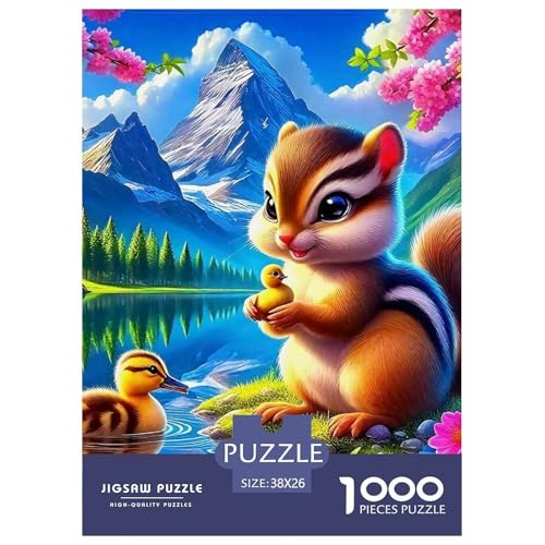 Eichhörnchen Puzzle 1000 Teile Schwer Puzzle Spielzeug Lernspiel Impossible Herausforderungsspielzeug Für Erwachsene Kinder 38x26cm/1000pcs von OWBASKPOZ