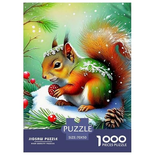 Eichhörnchen Puzzle 1000-teilige Schwer Puzzle Spielzeug Lernspiel Impossible Herausforderungsspielzeug Für Erwachsene Und Kinder Ab 12 Jahren 70x50cm/1000pcs von OWBASKPOZ