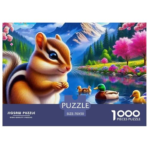 Eichhörnchen Puzzles 1000 Teile Schwer Puzzle Spielzeug Lernspiel Impossible Herausforderungsspielzeug Für Erwachsene Und Kinder Ab 14 Jahren 70x50cm/1000pcs von OWBASKPOZ