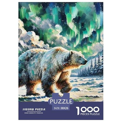 Eisbär Puzzle 1000 Teile Schwer Puzzle Spielzeug Pädagogisches Spiel Impossible Eisbär Toys Herausforderungsspielzeug Für Erwachsene Kinder 38x26cm/1000pcs von OWBASKPOZ