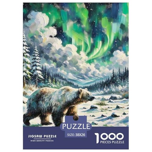 Eisbär Puzzle 1000-teilige Schwer Puzzle Spielzeug Lernspiel Impossible Eisbär Toys Herausforderungsspielzeug Für Erwachsene Und Kinder Ab 14 Jahren 38x26cm/1000pcs von OWBASKPOZ