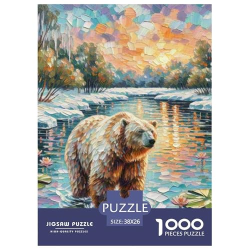 Eisbär Puzzles 1000 Teile Schwer Puzzle Spielzeug Lernspiel Impossible Eisbär Toys Herausforderung Spielzeug Für Erwachsene Kinder 38x26cm/1000pcs von OWBASKPOZ