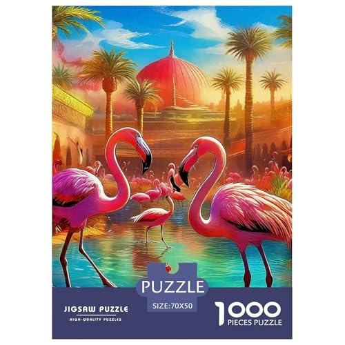 Flamingo Puzzle 1000-teilige Schwer Puzzle Spielzeug Pädagogisches Spiel Impossible Herausforderungsspielzeug Für Erwachsene Kinder 70x50cm/1000pcs von OWBASKPOZ