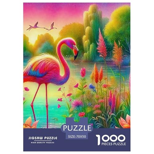 Flamingo Puzzles 1000 Teile Schwer Puzzle Spielzeug Pädagogisches Spiel Impossible Herausforderungsspielzeug Für Erwachsene Kinder 70x50cm/1000pcs von OWBASKPOZ