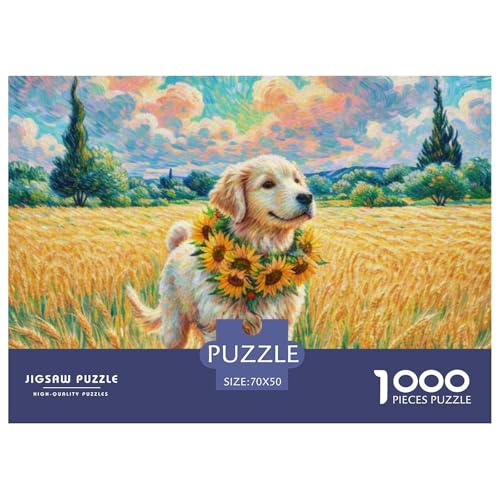 Goldener Retriever Puzzle 1000 Teile Schwer Puzzle Spielzeug Lernspiel Impossible Haustierhund Herausforderung Spielzeug Für Erwachsene Und Kinder in Bewährter 70x50cm/1000pcs von OWBASKPOZ