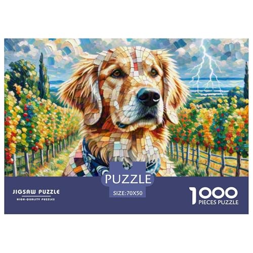 Goldener Retriever Puzzle 1000 Teile Schwer Puzzle Spielzeug Pädagogisches Spiel Impossible Haustierhund Herausforderungsspielzeug Für Erwachsene Kinder 70x50cm/1000pcs von OWBASKPOZ