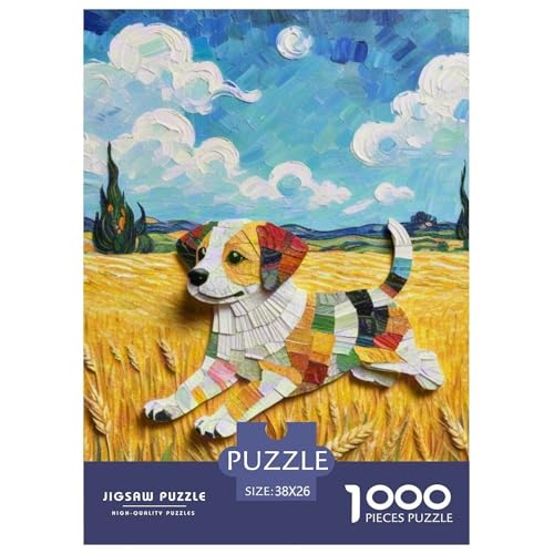 Goldener Retriever Puzzle 1000-teilige Schwer Puzzle Spielzeug Lernspiel Impossible Haustierhund Herausforderung Spielzeug Für Erwachsene Und Kinder Ab 14 Jahren 38x26cm/1000pcs von OWBASKPOZ