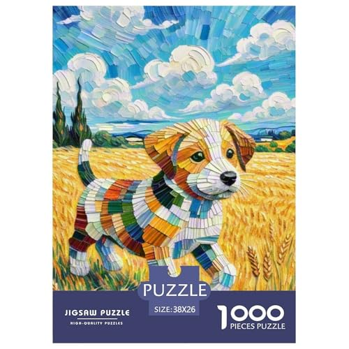 Goldener Retriever Puzzle 1000-teilige Schwer Puzzle Spielzeug Lernspiel Impossible Haustierhund Herausforderungsspielzeug Für Erwachsene Und Kinder Ab 12 Jahren 38x26cm/1000pcs von OWBASKPOZ