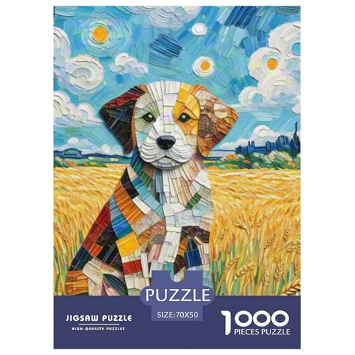 Goldener Retriever Puzzle 1000-teilige Schwer Puzzle Spielzeug Pädagogisches Spiel Impossible Haustierhund Herausforderung Spielzeug Für Erwachsene Und Kinder Ab 12 Jahren 70x50cm/1000pcs von OWBASKPOZ