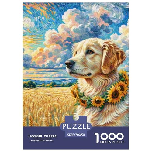 Goldener Retriever Puzzles 1000 Teile Schwer Puzzle Spielzeug Lernspiel Impossible Haustierhund Herausforderung Spielzeug Für Erwachsene Und Kinder Ab 12 Jahren 70x50cm/1000pcs von OWBASKPOZ