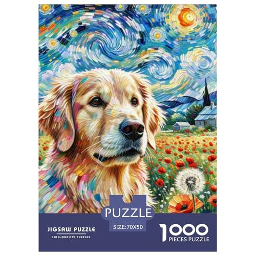 Goldener Retriever Puzzles 1000 Teile Schwer Puzzle Spielzeug Lernspiel Impossible Haustierhund Herausforderung Spielzeug Für Erwachsene Und Kinder in Bewährter 70x50cm/1000pcs von OWBASKPOZ