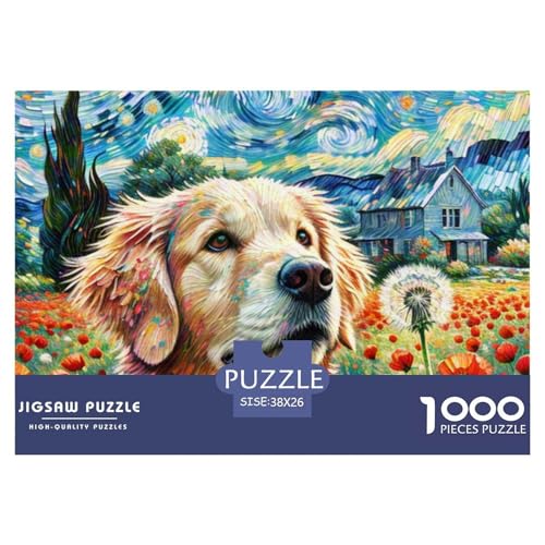Goldener Retriever Puzzles 1000 Teile Schwer Puzzle Spielzeug Lernspiel Impossible Haustierhund Herausforderungsspielzeug Für Erwachsene Und Kinder in Bewährter 38x26cm/1000pcs von OWBASKPOZ
