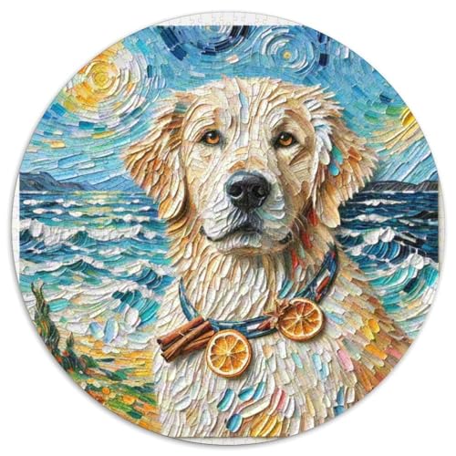 Goldener Retriever1000 Teile Rund Puzzles Für Erwachsene Und Kinder HaustierhundPuzzle Stressabbau - Spielzeug1000pcs (67.5x67.5cm) von OWBASKPOZ