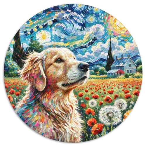 Goldener Retriever1000 TeilePuzzle Für Erwachsene Und Kinder - Rundes PuzzlesPuzzelHaustierhund Game Geschenk1000pcs (67.5x67.5cm) von OWBASKPOZ