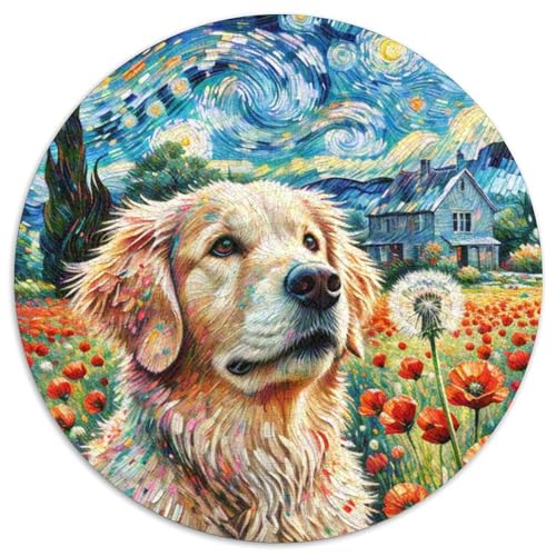 Goldener RetrieverPuzzle Für Erwachsene Und Kinder1000 Teile RundesPuzzel PuzzlesHaustierhund Game Geschenk1000pcs (67.5x67.5cm) von OWBASKPOZ