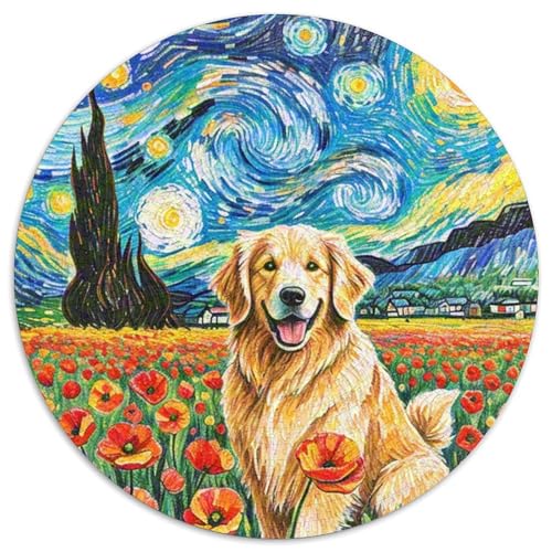 Goldener RetrieverPuzzles 1000 Teile Puzzle Für Erwachsene Und Kinder, Bunt Kunst Abstrakt HaustierhundJigsaw GameGeschenk,1000pcs (67.5x67.5cm) von OWBASKPOZ