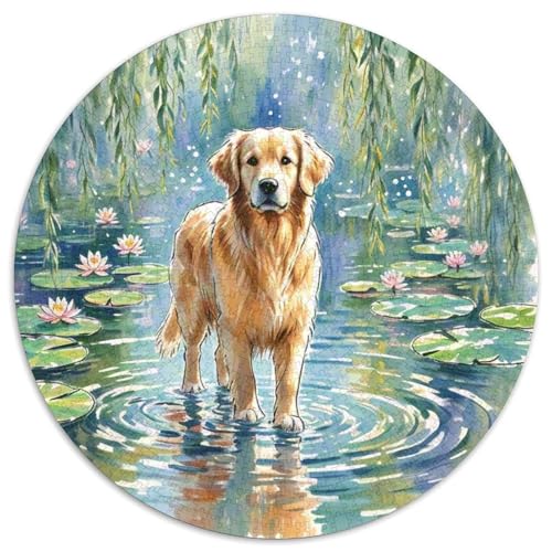 Goldener RetrieverRundes Puzzle 1000 Stück Spielzeug Für Erwachsene Und Kinder HaustierhundPuzzles Jigsaw1000pcs (67.5x67.5cm) von OWBASKPOZ