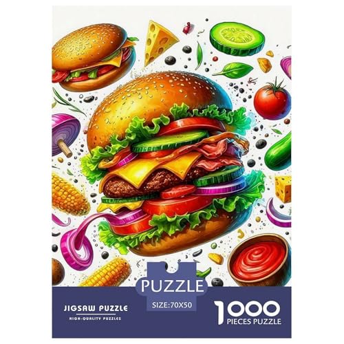 Hamburger Puzzle 1000 Teile Schwer Puzzle Spielzeug Lernspiel Impossible Herausforderung Spielzeug Für Erwachsene Und Kinder Ab 14 Jahren 70x50cm/1000pcs von OWBASKPOZ