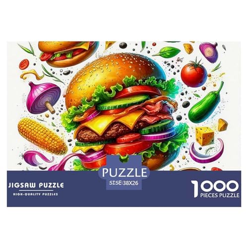 Hamburger Puzzle 1000-teilige Schwer Puzzle Spielzeug Lernspiel Impossible Herausforderung Spielzeug Für Erwachsene Und Kinder in Bewährter 38x26cm/1000pcs von OWBASKPOZ