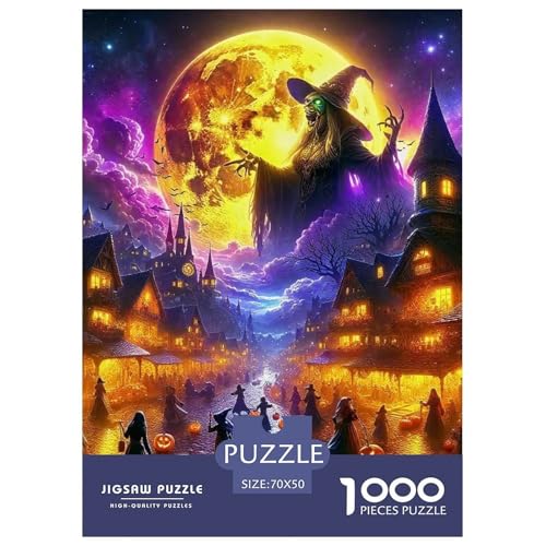 Hexe Puzzle 1000-teilige Schwer Puzzle Spielzeug Pädagogisches Spiel Impossible Herausforderungsspielzeug Für Erwachsene Kinder 70x50cm/1000pcs von OWBASKPOZ