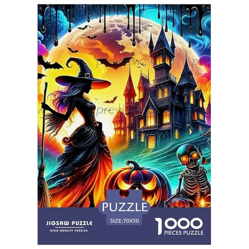 Hexe Puzzle 1000-teilige Schwer Puzzle Spielzeug Pädagogisches Spiel Impossible Herausforderungsspielzeug Für Erwachsene Kinder 70x50cm/1000pcs von OWBASKPOZ