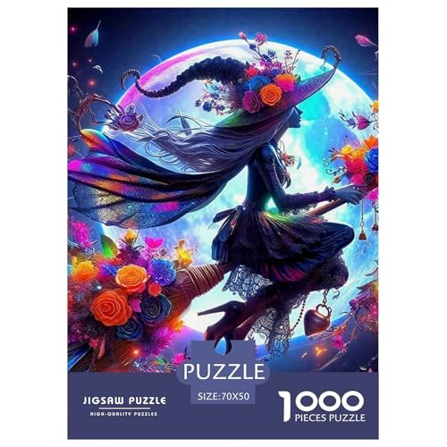 Hexe Puzzle 1000-teilige Schwer Puzzle Spielzeug Pädagogisches Spiel Impossible Herausforderungsspielzeug Für Erwachsene Kinder 70x50cm/1000pcs von OWBASKPOZ