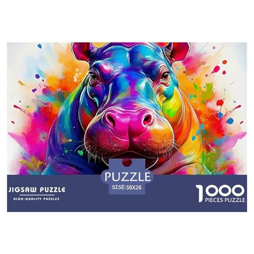 Hippopotamus Puzzle 1000 Teile Schwer Puzzle Spielzeug Lernspiel Impossible Herausforderung Spielzeug Für Erwachsene Kinder 38x26cm/1000pcs von OWBASKPOZ
