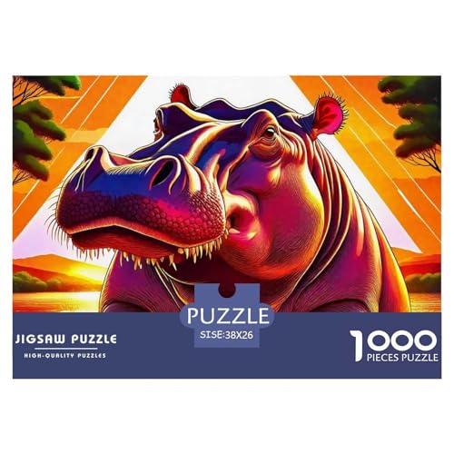 Hippopotamus Puzzle 1000 Teile Schwer Puzzle Spielzeug Lernspiel Impossible Herausforderung Spielzeug Für Erwachsene Und Kinder in Bewährter 38x26cm/1000pcs von OWBASKPOZ