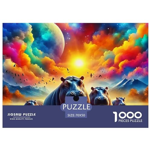 Hippopotamus Puzzle 1000 Teile Schwer Puzzle Spielzeug Lernspiel Impossible Herausforderungsspielzeug Für Erwachsene Kinder 70x50cm/1000pcs von OWBASKPOZ