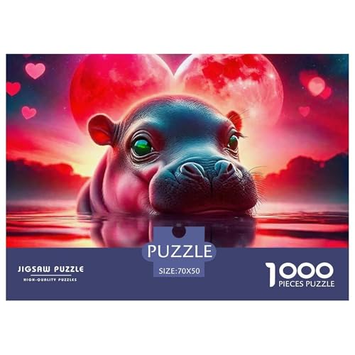 Hippopotamus Puzzle 1000 Teile Schwer Puzzle Spielzeug Lernspiel Impossible Herausforderungsspielzeug Für Erwachsene Und Kinder Ab 12 Jahren 70x50cm/1000pcs von OWBASKPOZ