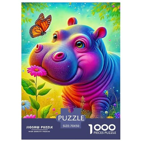 Hippopotamus Puzzle 1000 Teile Schwer Puzzle Spielzeug Lernspiel Impossible Herausforderungsspielzeug Für Erwachsene Und Kinder in Bewährter 70x50cm/1000pcs von OWBASKPOZ
