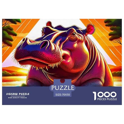 Hippopotamus Puzzle 1000 Teile Schwer Puzzle Spielzeug Pädagogisches Spiel Impossible Herausforderungsspielzeug Für Erwachsene Kinder 70x50cm/1000pcs von OWBASKPOZ