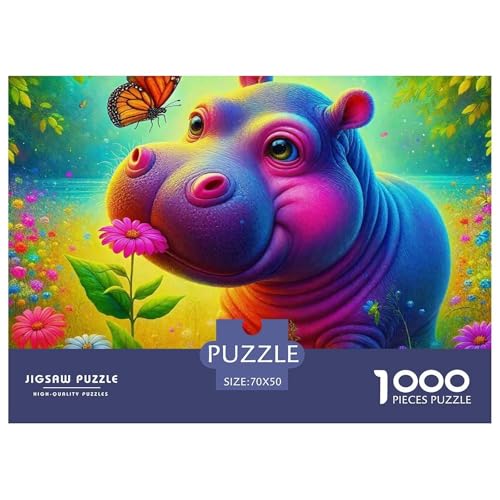 Hippopotamus Puzzle 1000-teilige Schwer Puzzle Spielzeug Pädagogisches Spiel Impossible Herausforderung Spielzeug Für Erwachsene Kinder 70x50cm/1000pcs von OWBASKPOZ