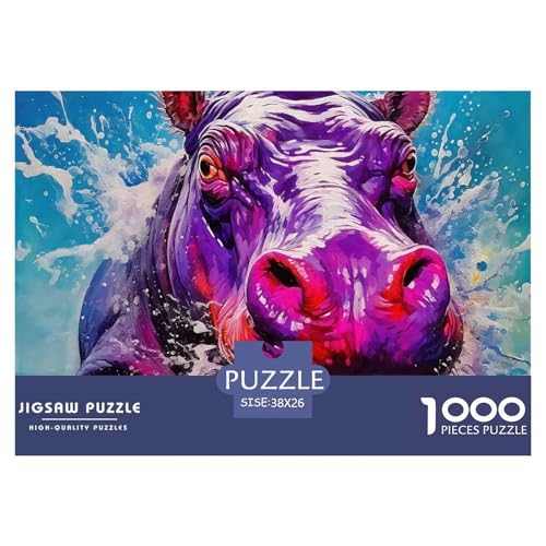 Hippopotamus Puzzle 1000-teilige Schwer Puzzle Spielzeug Pädagogisches Spiel Impossible Herausforderung Spielzeug Für Erwachsene Und Kinder Ab 12 Jahren 38x26cm/1000pcs von OWBASKPOZ