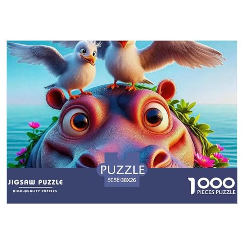 Hippopotamus Puzzle 1000-teilige Schwer Puzzle Spielzeug Pädagogisches Spiel Impossible Herausforderungsspielzeug Für Erwachsene Kinder 38x26cm/1000pcs von OWBASKPOZ