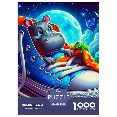 Hippopotamus Puzzle 1000-teilige Schwer Puzzle Spielzeug Pädagogisches Spiel Impossible Herausforderungsspielzeug Für Erwachsene Und Kinder in Bewährter 38x26cm/1000pcs von OWBASKPOZ