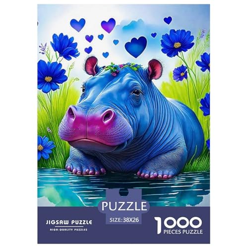 Hippopotamus Puzzles 1000 Teile Schwer Puzzle Spielzeug Lernspiel Impossible Herausforderung Spielzeug Für Erwachsene Und Kinder Ab 14 Jahren 38x26cm/1000pcs von OWBASKPOZ