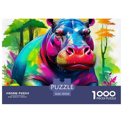 Hippopotamus Puzzles 1000 Teile Schwer Puzzle Spielzeug Pädagogisches Spiel Impossible Herausforderungsspielzeug Für Erwachsene Und Kinder Ab 12 Jahren 70x50cm/1000pcs von OWBASKPOZ