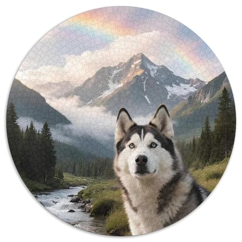 Huskies1000 Circular Puzzle Schwieriges PuzzleStressabbau-SpielzeugHaustier Hund Für Erwachsene Kinder1000pcs (67.5x67.5cm) von OWBASKPOZ