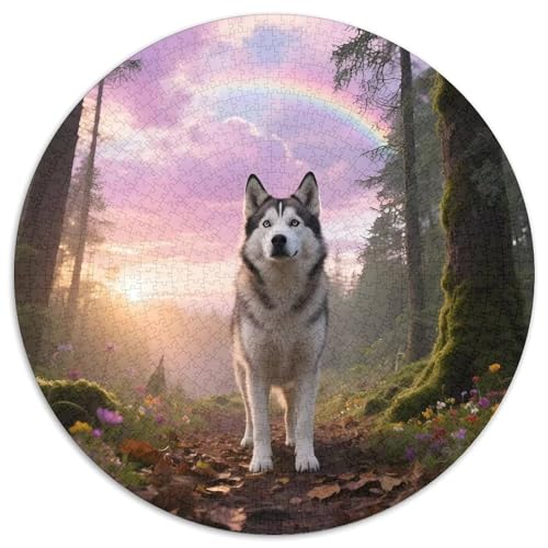 Huskies1000 Teile Puzzle PuzzlegRundesHaustier Hundfür Erwachsene Und Kinderab1000pcs (67.5x67.5cm) von OWBASKPOZ