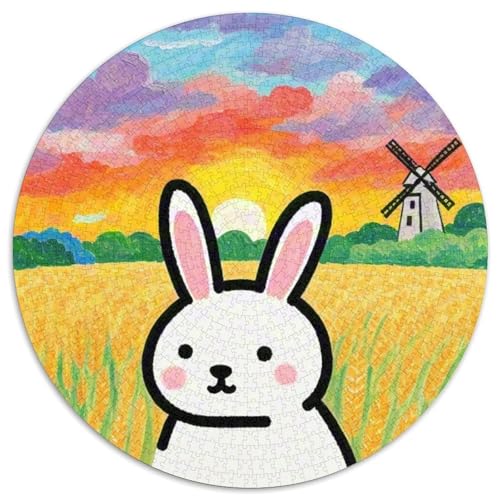Kaninchen1000 Teile Für Erwachsene Und Kinder RundesPet Kaninchen Puzzles-Geschenk Puzzles Puzzel Game Geschenk1000pcs (67.5x67.5cm) von OWBASKPOZ