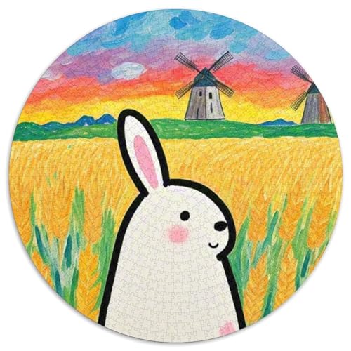 Kaninchen1000-teiliges Puzzle Puzzle Bildungsspielzeug Für Erwachseneund Pet KaninchenKinder Runde Puzzles1000pcs (67.5x67.5cm) von OWBASKPOZ