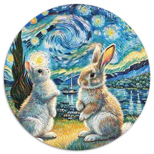 KaninchenPuzzles 1000 Teile Puzzle Für Erwachsene Und Kinder, Bunt Kunst Abstrakt Pet KaninchenJigsaw GameGeschenk,1000pcs (67.5x67.5cm) von OWBASKPOZ