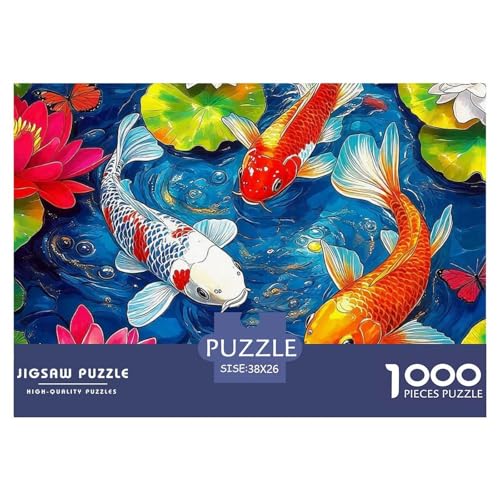 Koi Fisch Puzzle 1000 Teile Schwer Puzzle Spielzeug Lernspiel Impossible Herausforderung Spielzeug Für Erwachsene Und Kinder Ab 14 Jahren 38x26cm/1000pcs von OWBASKPOZ