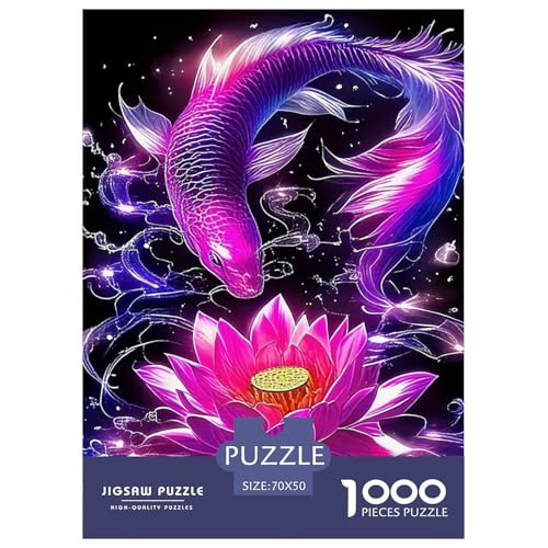 Koi Fisch Puzzle 1000 Teile Schwer Puzzle Spielzeug Lernspiel Impossible Herausforderungsspielzeug Für Erwachsene Kinder 70x50cm/1000pcs von OWBASKPOZ