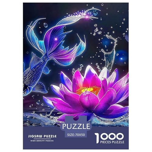 Koi Fisch Puzzle 1000 Teile Schwer Puzzle Spielzeug Lernspiel Impossible Herausforderungsspielzeug Für Erwachsene Kinder 70x50cm/1000pcs von OWBASKPOZ