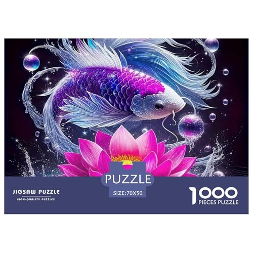Koi Fisch Puzzle 1000 Teile Schwer Puzzle Spielzeug Pädagogisches Spiel Impossible Herausforderungsspielzeug Für Erwachsene Kinder 70x50cm/1000pcs von OWBASKPOZ